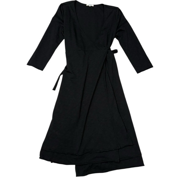 Leallo Black Wrap Dress Cotton Half Sleeve Size Medium EUC Casual Travel Dress - Picture 10 of 10